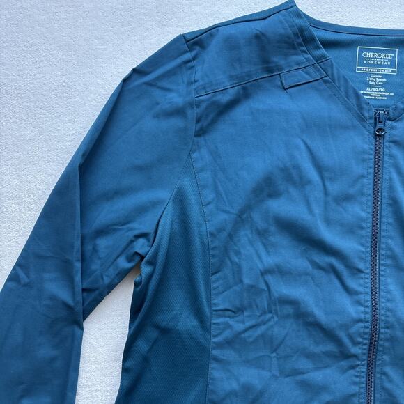 NWT Cherokee Workwear Professionals Womens XL Zip Scrub Jacket CAR Blue WW390 - Picture 6 of 14